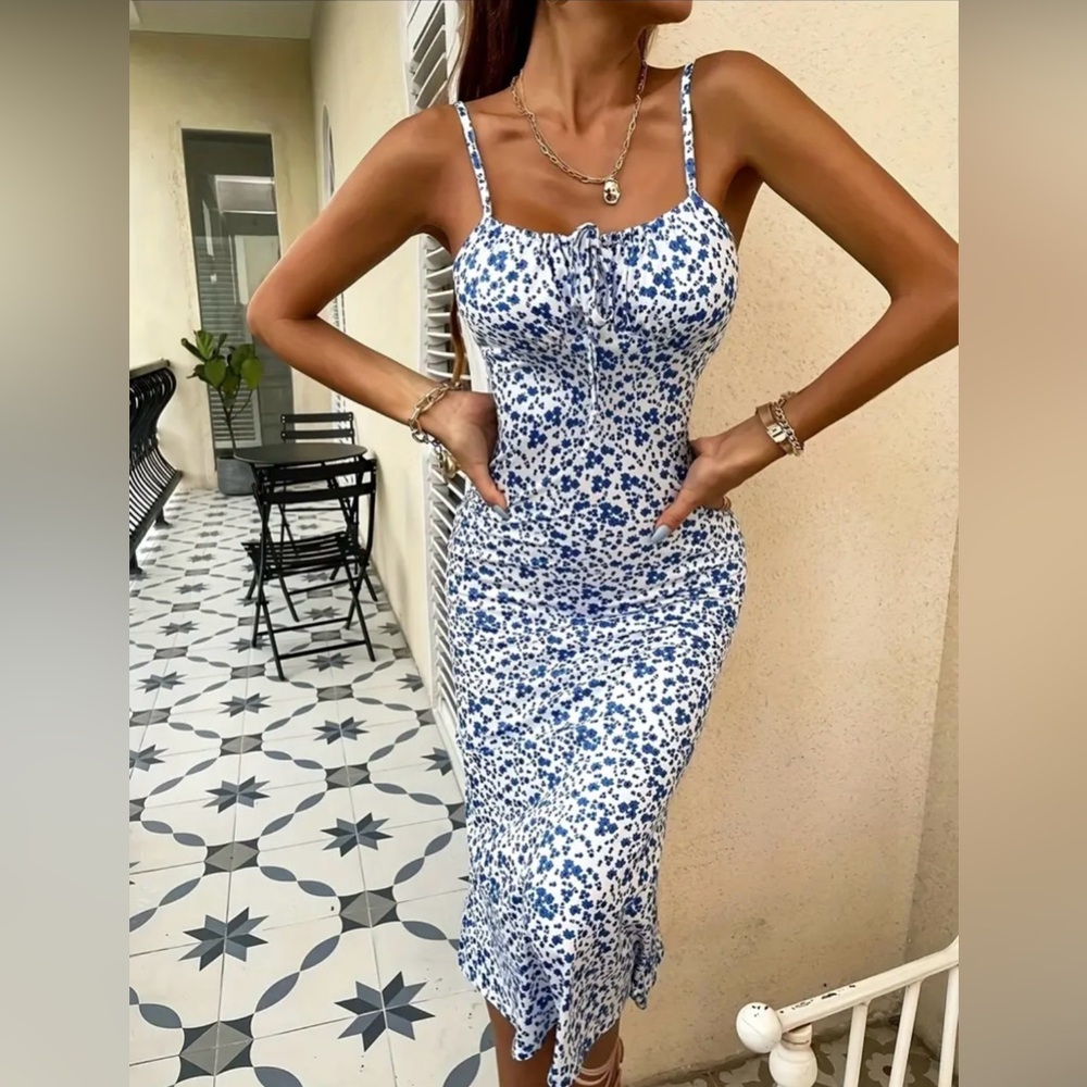 Blue Maxi Floral Sundress